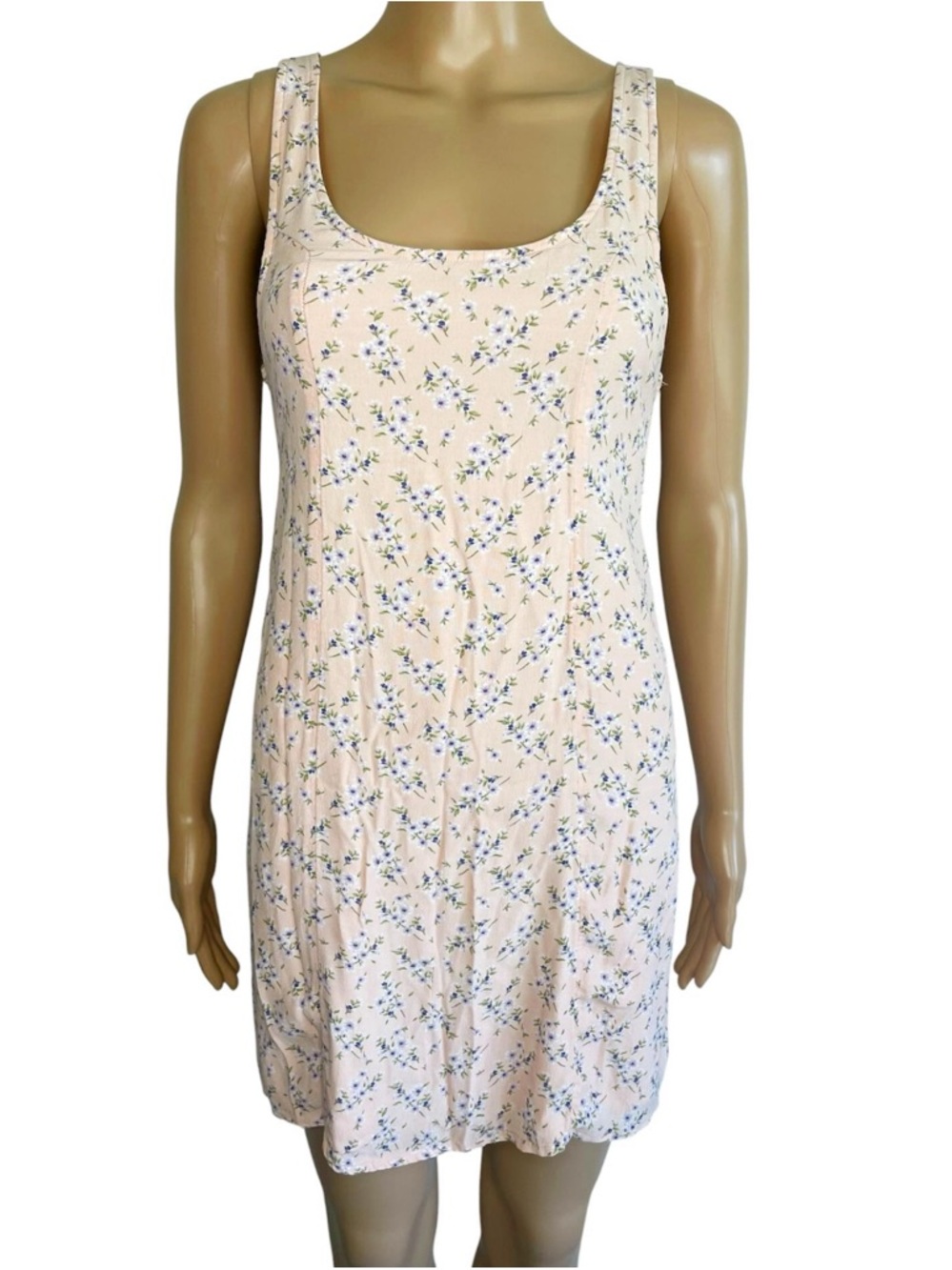 American Eagle Light Pink Scoop Neck Floral Strappy Sleeve Mini Sundress